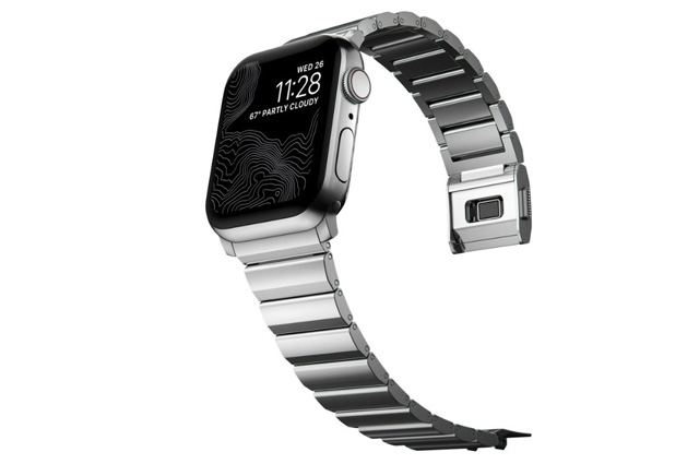 Correa metálica Nomad Steel Band V2 Apple Watch 45/44/42mm plata